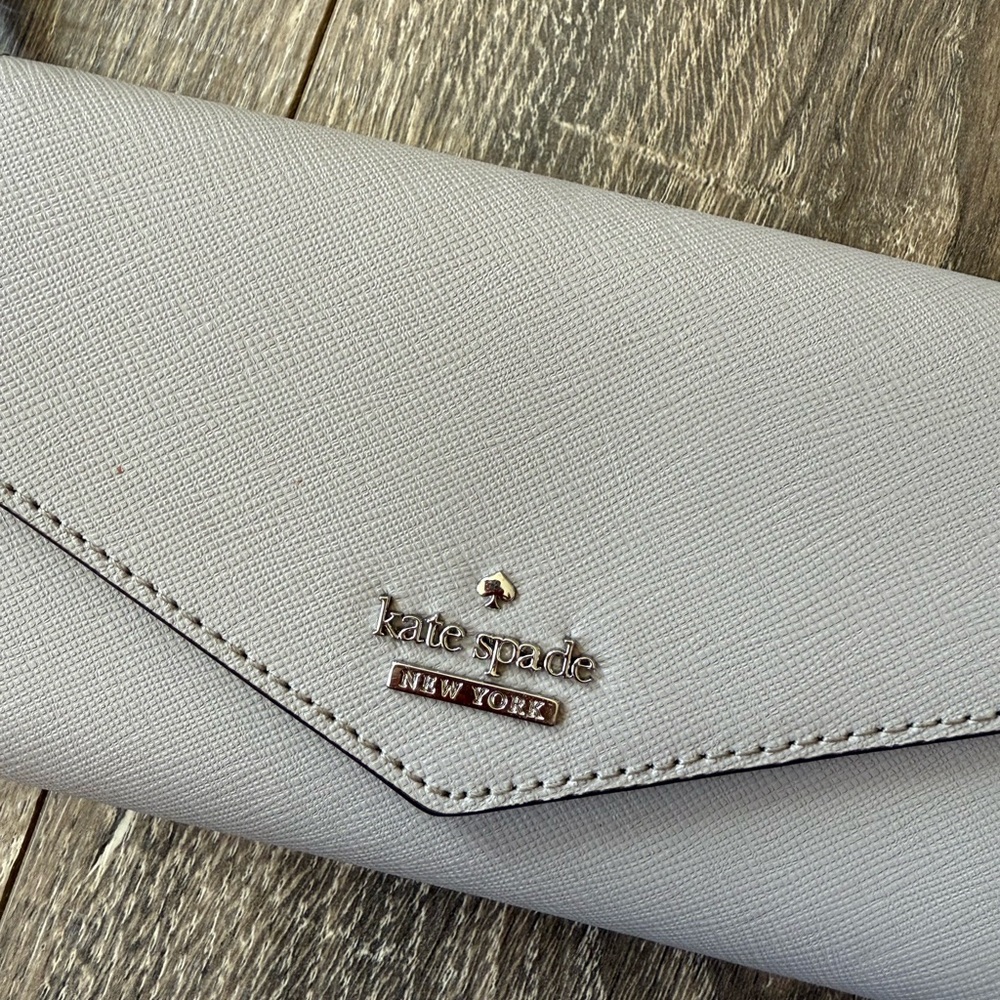 Kate Spade Gray Leather Wristlet Clutch - Picture 2 of 3